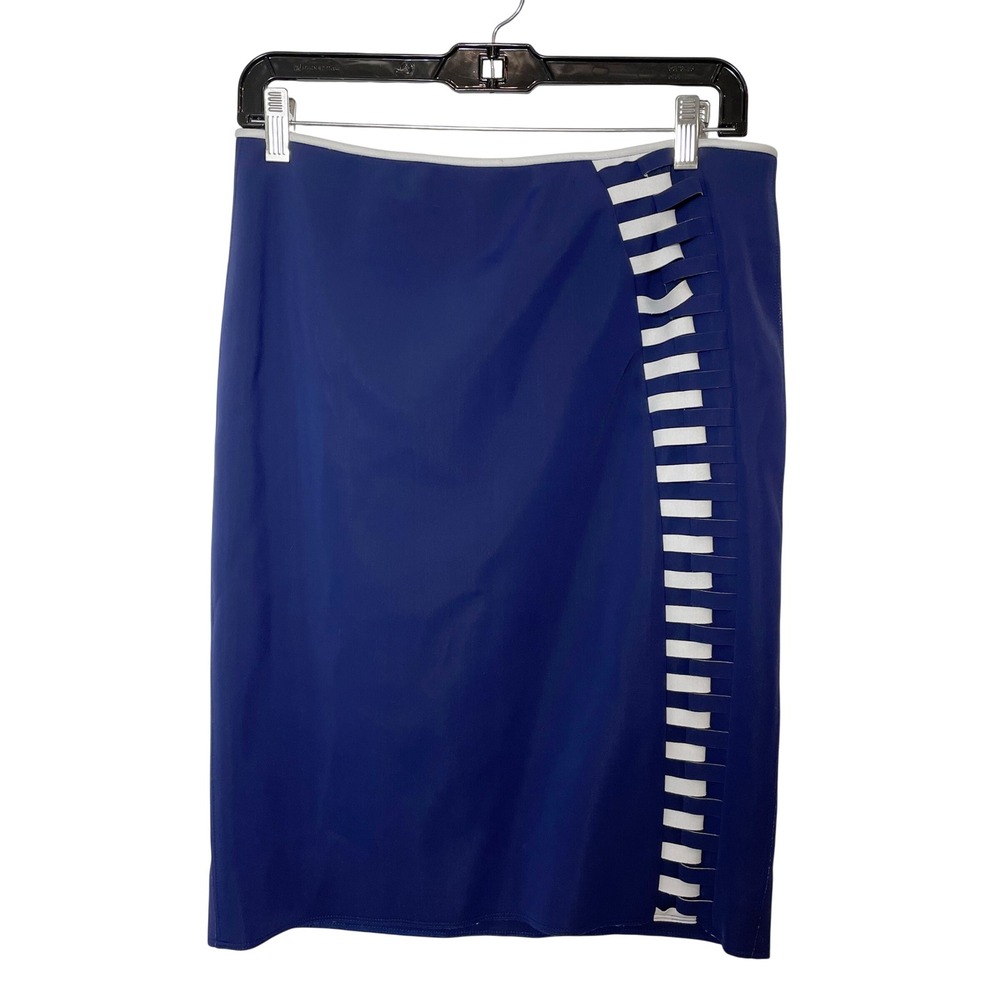 Rachel Roy Nautical Scuba Pencil Straight Skirt Blue Size 6‎ Womens Knee Length